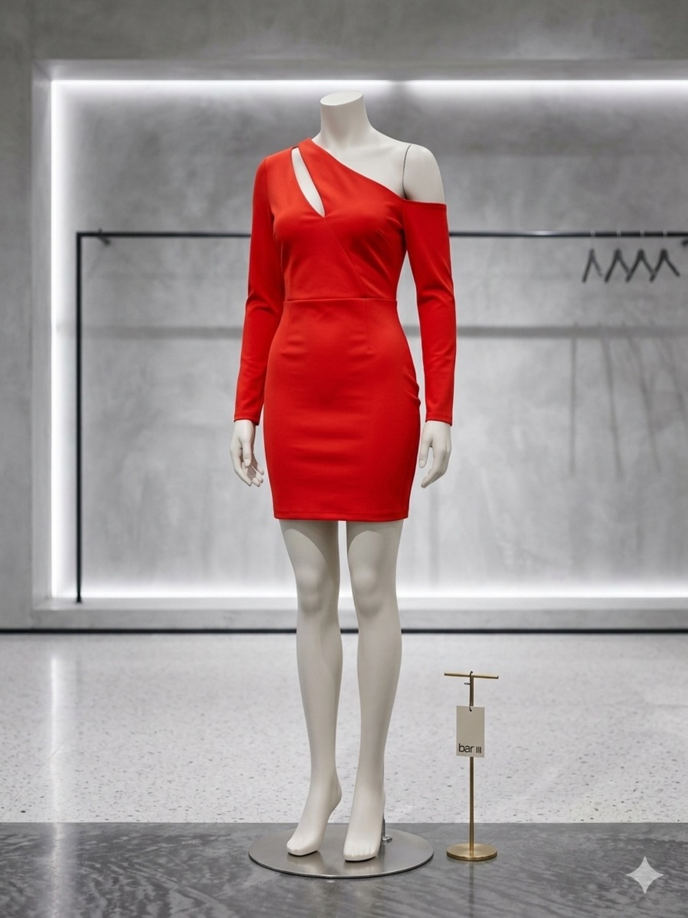 Bar III Red One-Shoulder Cutout Bodycon Mini Dress Size XXL